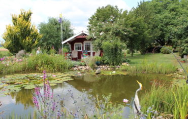 Teich mit Gartenhaus